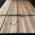 Ca. 80x Channelsiding bruin geïmpregneerd, 18x140mm, lengte 420cm